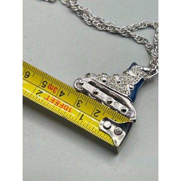 Vintage Swarovski Swan Rollerblade Skate Pendant Necklace Spinning Wheels - Picture 11 of 11